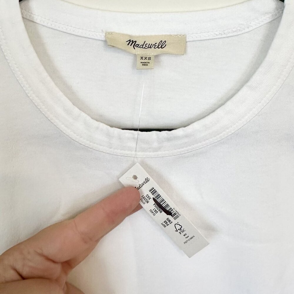 NWT Madewell Cotton Perfect Crewneck Tee in Eyelet White - Size: XXS - Picture 4 of 10